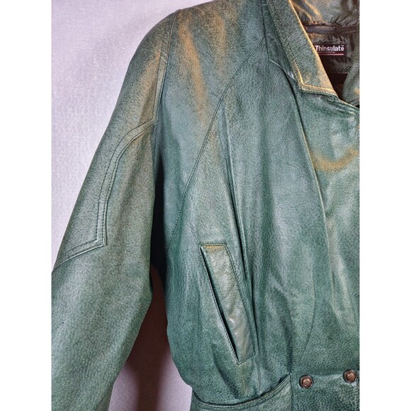 Vintage Wilson’s Leather Green Leather Jacket w/ Thinsulate Womens Small 80s 90s - Picture 9 of 12